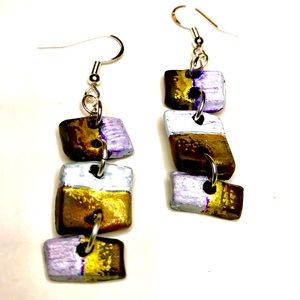 Stacked treasure chests- Hand painted earrings
